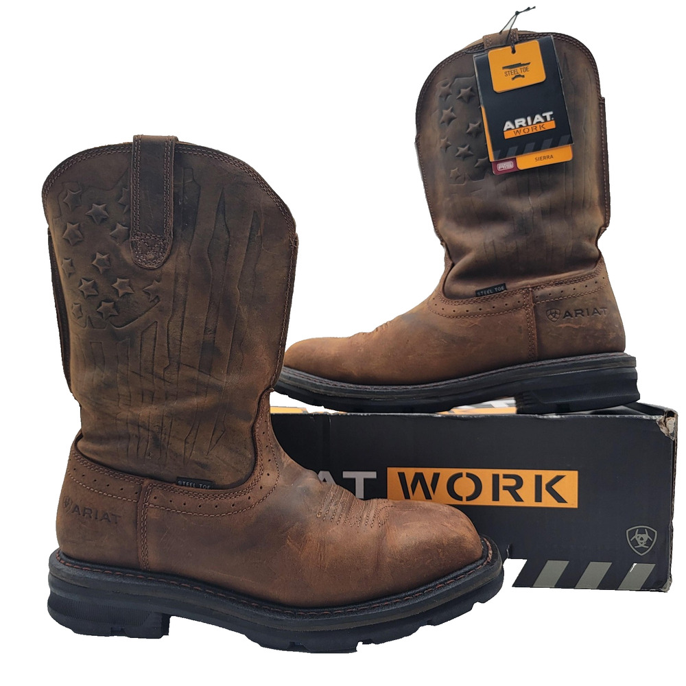Ariat Men’s Brown Work Boots - Sierra Pull-On Steel Toe